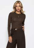 Langarmshirt mit Glitzergarn - braun