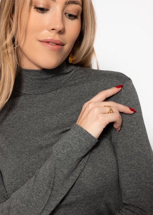 Langarm Shirt mit Rollkragen - dunkelgrau