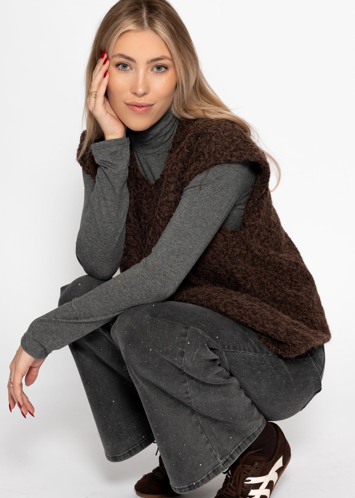 Langarm Shirt mit Rollkragen - dunkelgrau