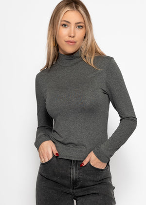 Langarm Shirt mit Rollkragen - dunkelgrau