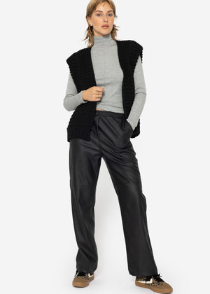 Langarmshirt mit Rollkragen und Biese - grau