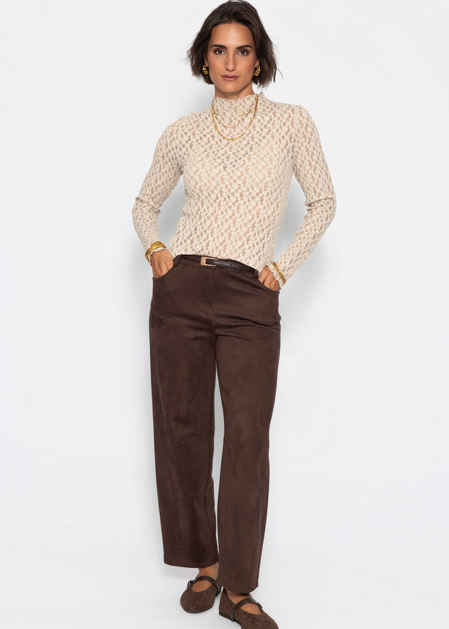 Lace long-sleeved top - beige