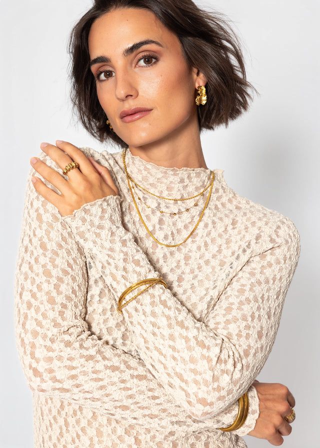 Lace long-sleeved top - beige
