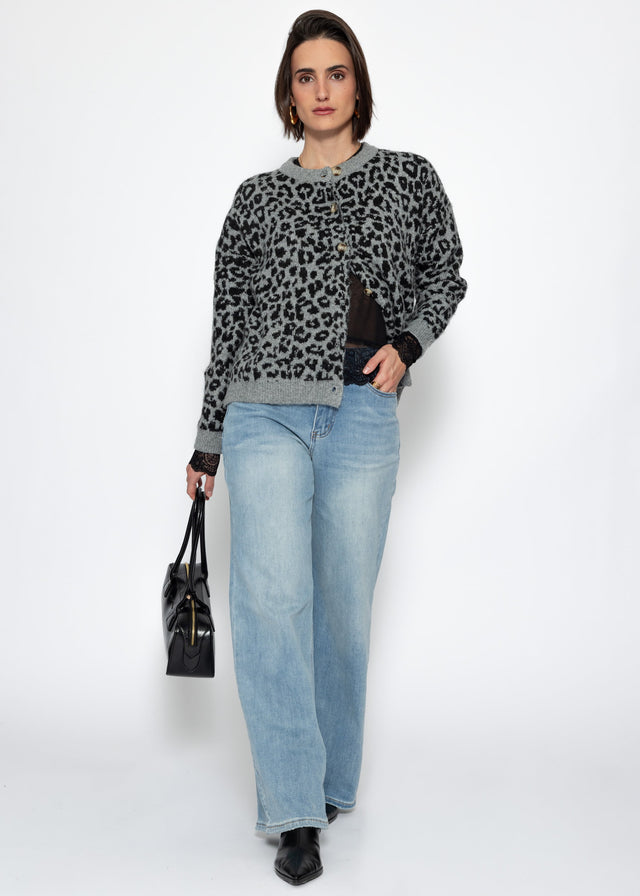 Sheer long-sleeved top with lace trim and cashmere blend - black