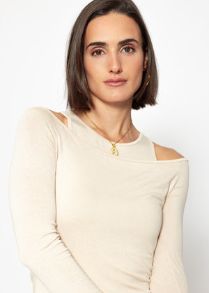 Long-sleeved shirt with top - beige