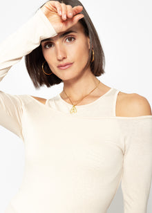 Long-sleeved shirt with top - beige