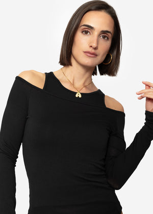 Long-sleeved shirt with top - black