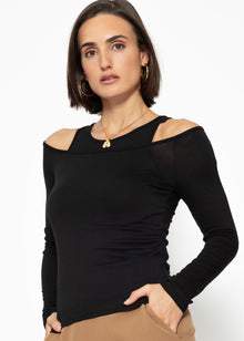 Long-sleeved shirt with top - black
