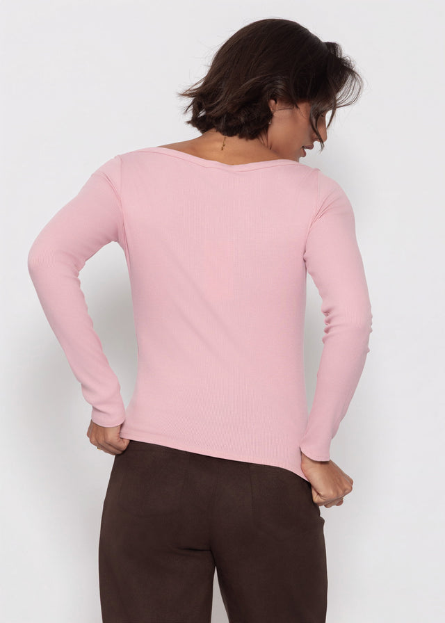 Langarmshirt mit U-Boot Ausschnitt - altrosa