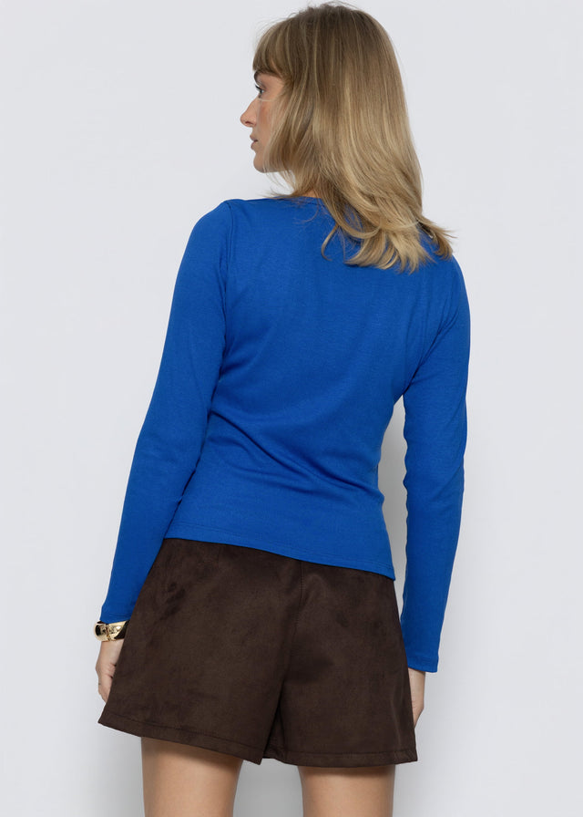 Langarmshirt mit U-Boot Ausschnitt - royalblau