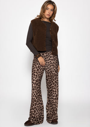 Langarmshirt mit U-Boot Ausschnitt - braun