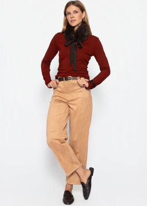 Langarmshirt mit V-Ausschnitt - burgundy