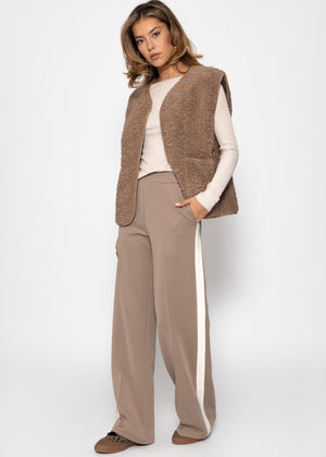 Langarmshirt mit Ziernähten - beige