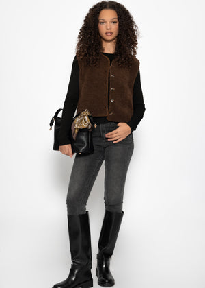 Langarmshirt mit Ziernähten - schwarz