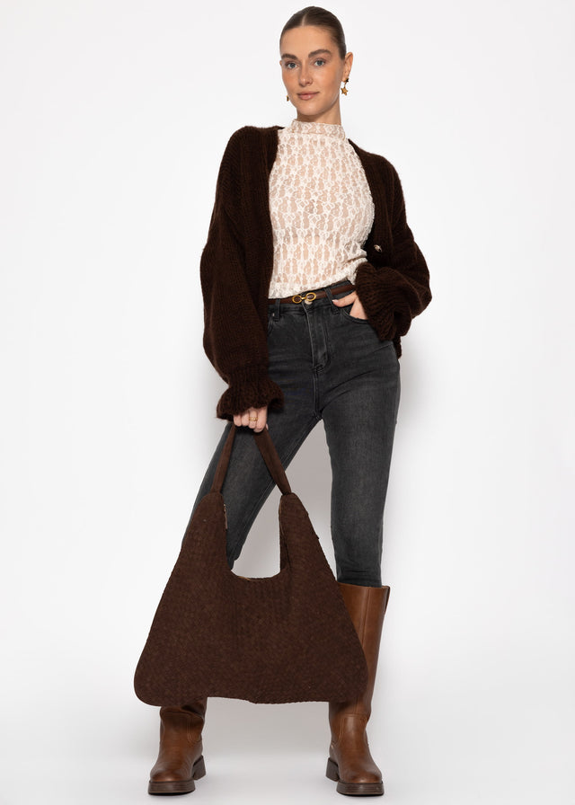 Long-sleeved lace shirt - cream