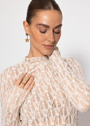 Langarm Spitzenshirt - creme