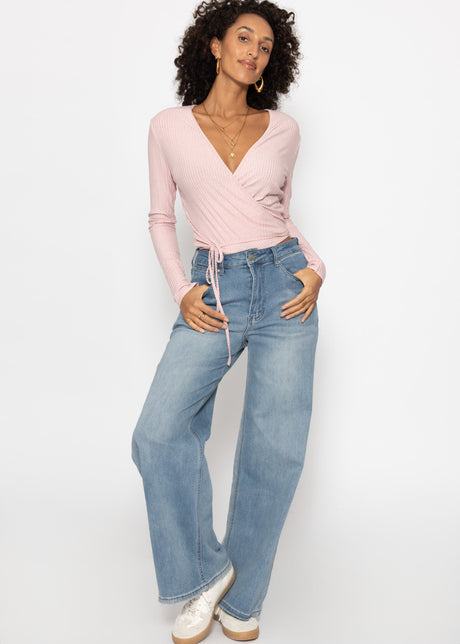 Langarmshirt zum Wickeln - rosa