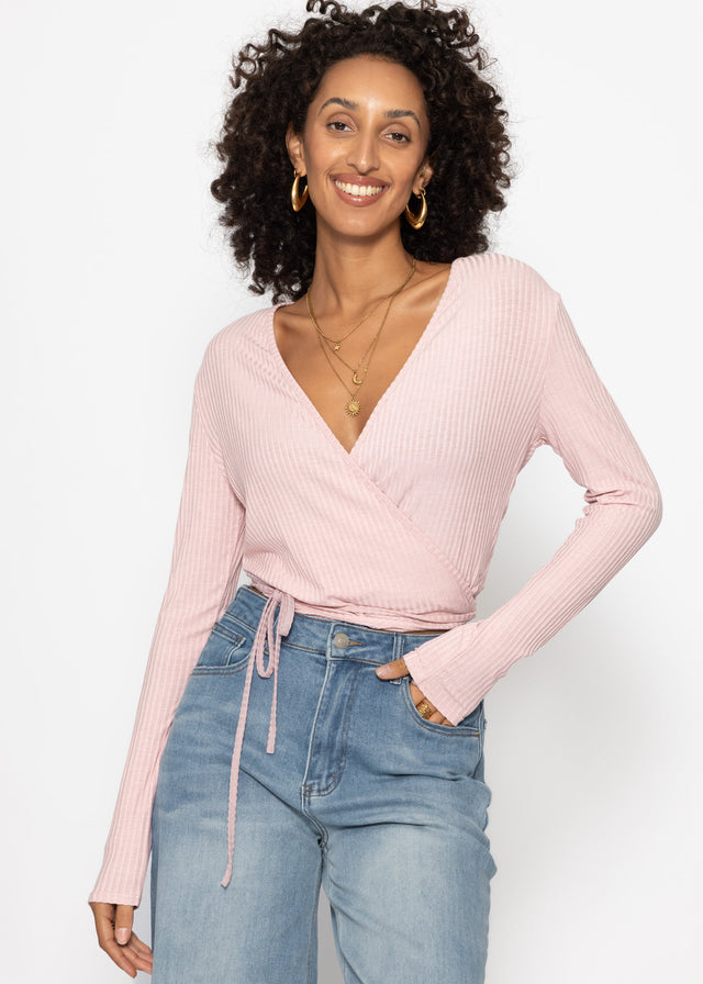 Langarmshirt zum Wickeln - rosa