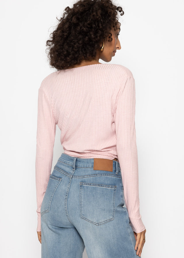 Langarmshirt zum Wickeln - rosa