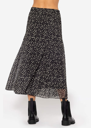 Long chiffon skirt with print - black