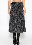 Langer Chiffon Rock mit Print - schwarz