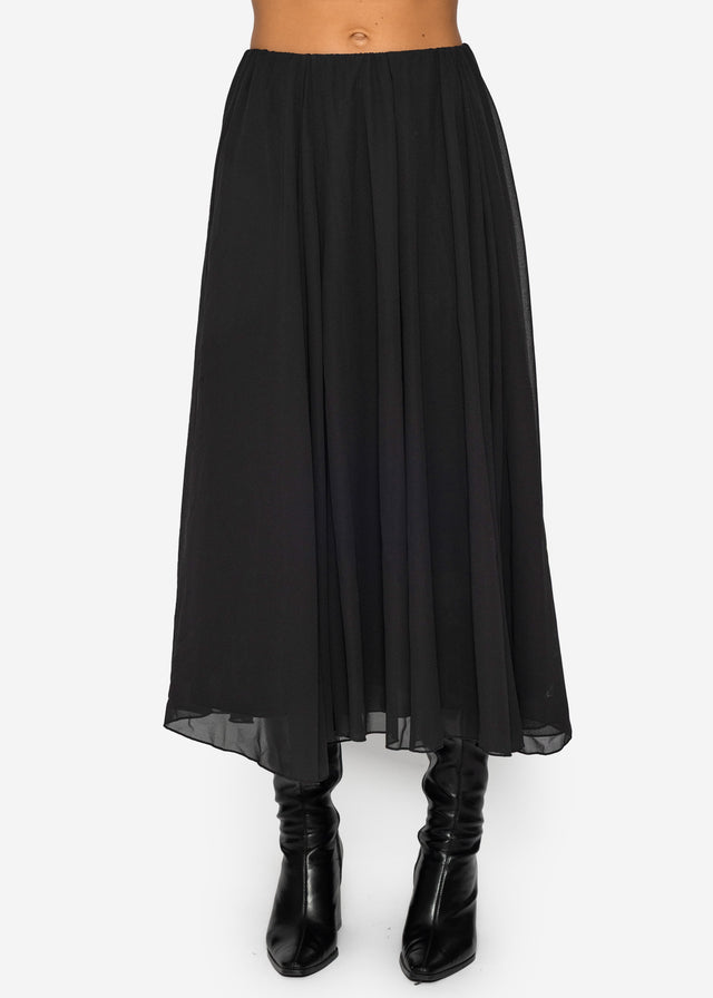 Langer Chiffon Rock - schwarz