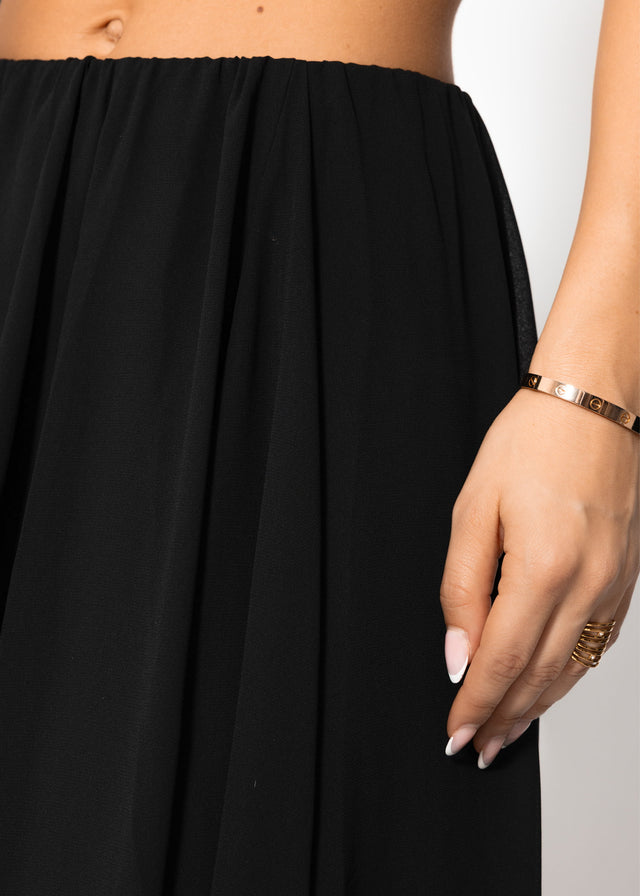 Langer Chiffon Rock - schwarz