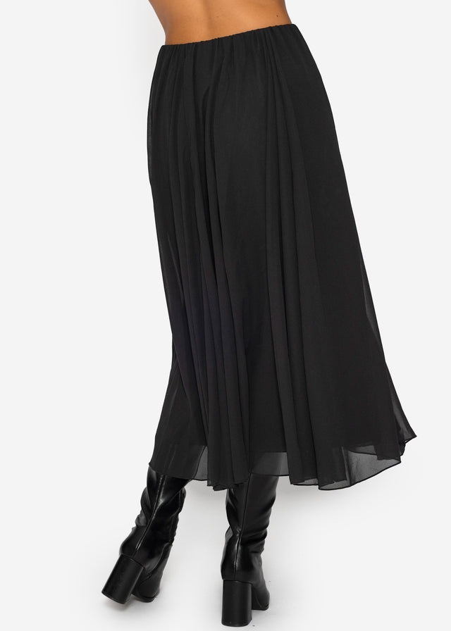 Langer Chiffon Rock - schwarz