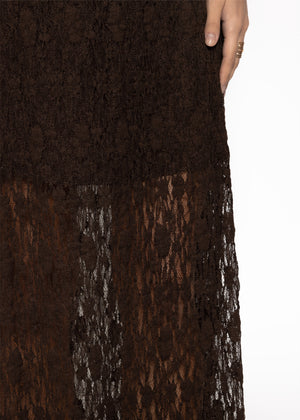 Long lace skirt - brown