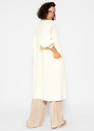Langer super soft Cardigan mit Taschen - offwhite