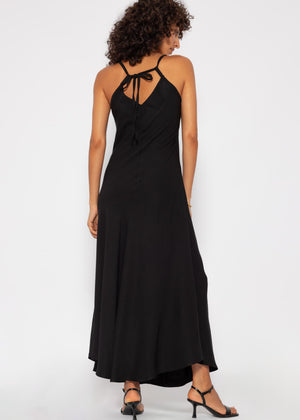 Flowing V-neck maxi dress - black