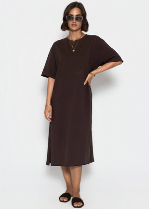 sassyclassy Langes Oversize T-Shirt Kleid - dunkelbraun