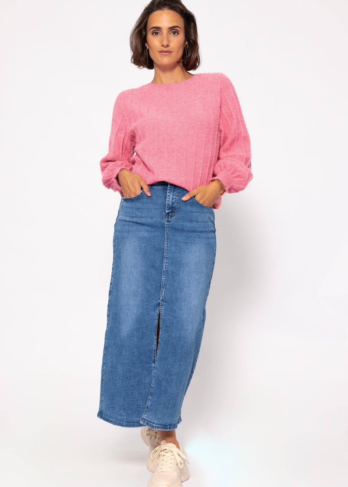 Long ribbed sweater - pink