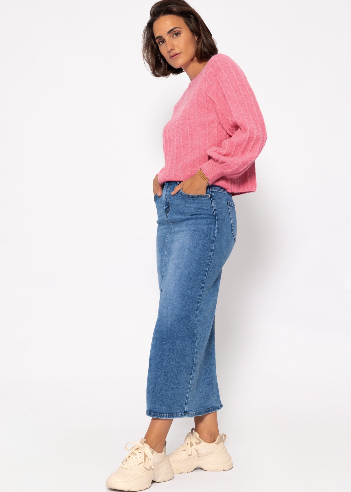 Long ribbed sweater - pink