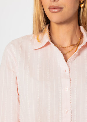 Lässige Bluse mit Struktur - rosa