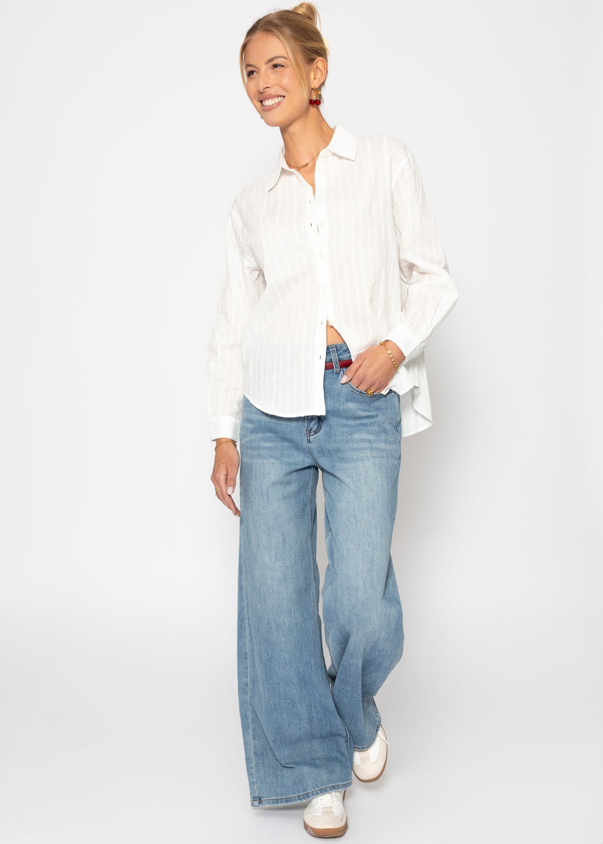 Lässige Bluse mit Struktur - weiß