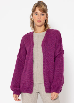 Lässiger Cardigan mit Außennähten - violett