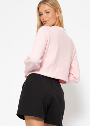 Lässiger Crop Pullover - rosa
