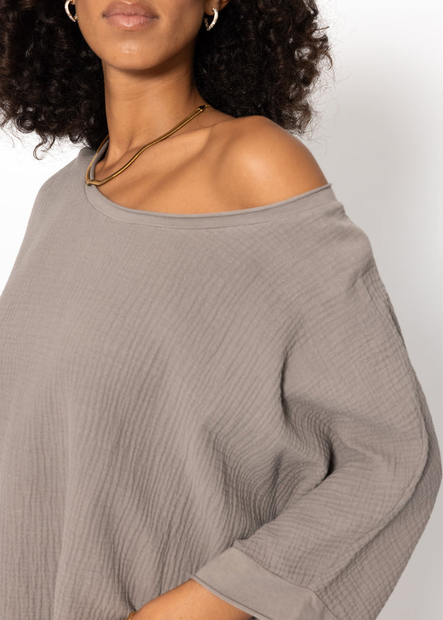 Relaxed muslin top - taupe