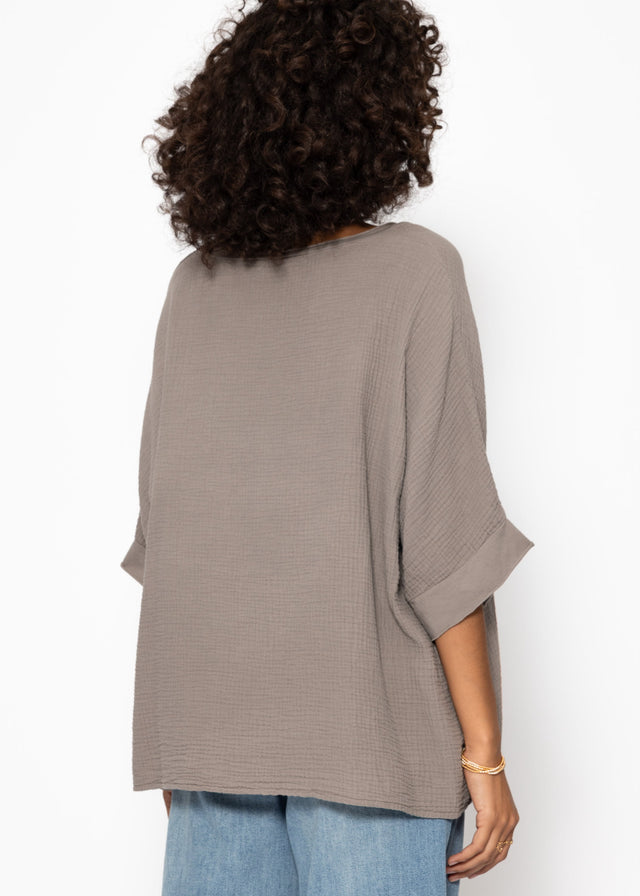 Relaxed muslin top - taupe