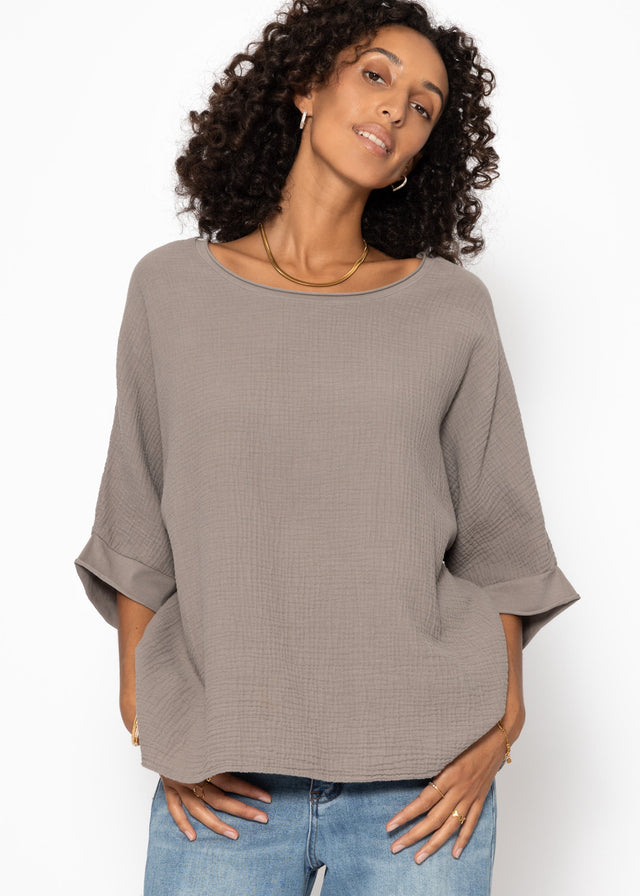 Relaxed muslin top - taupe