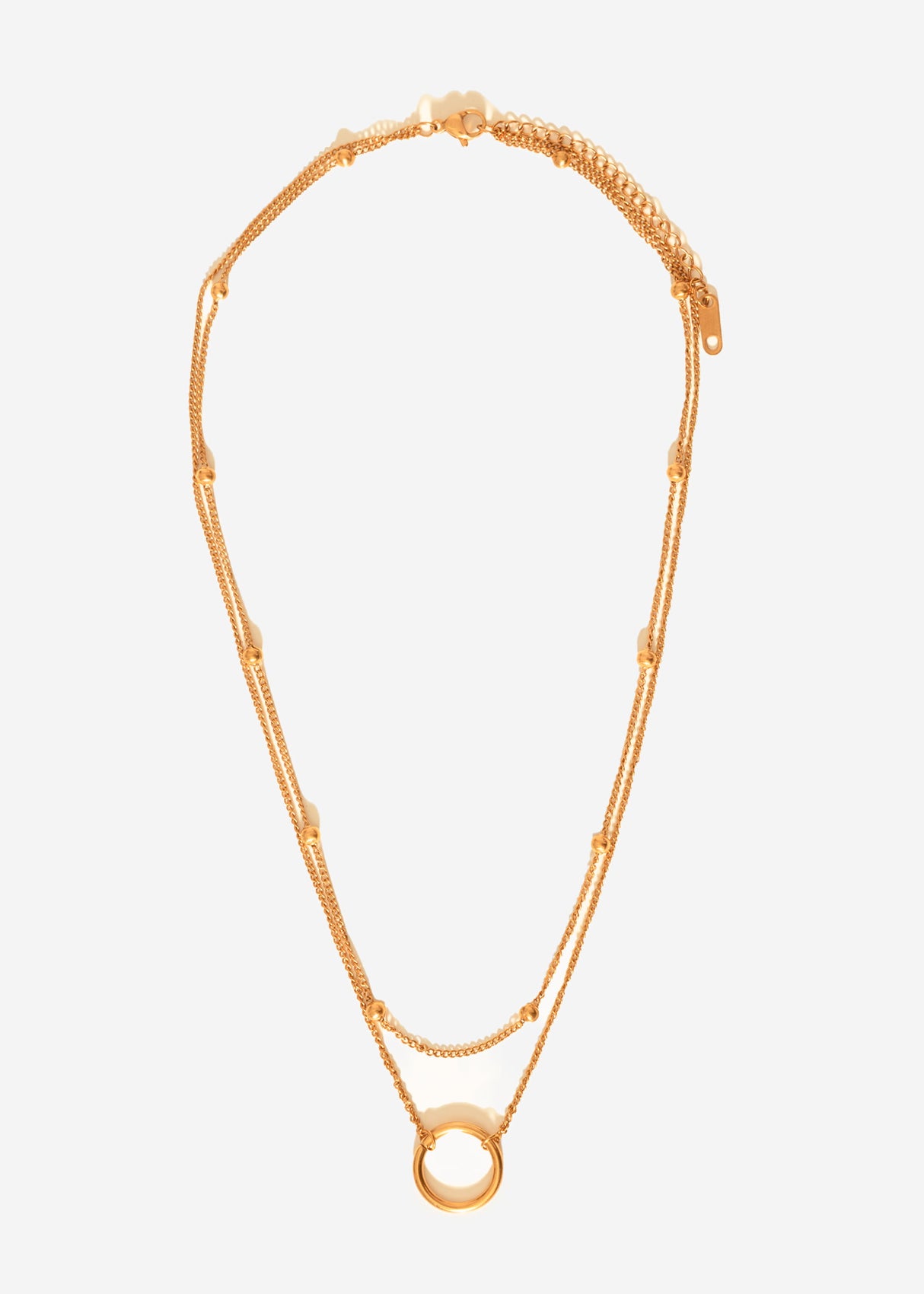 Layer Halskette mit Kugeln - gold