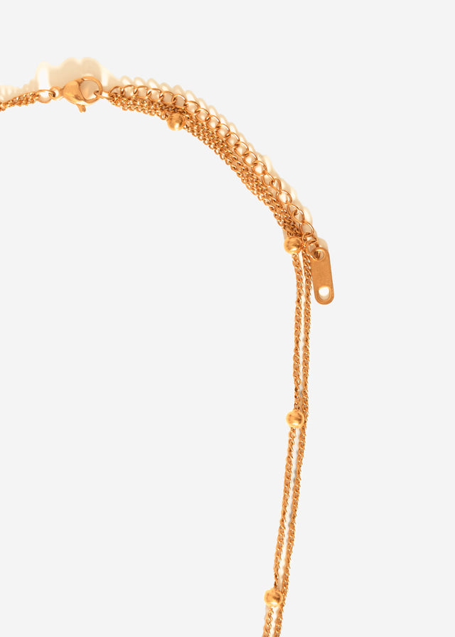 Layered necklace with beads - gold