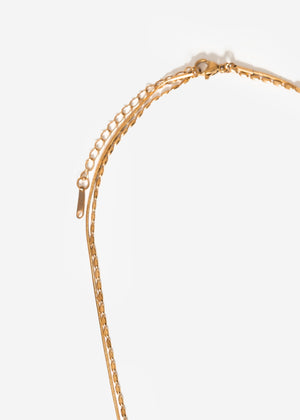 Layer-Kette mit Tropfenanhänger - gold