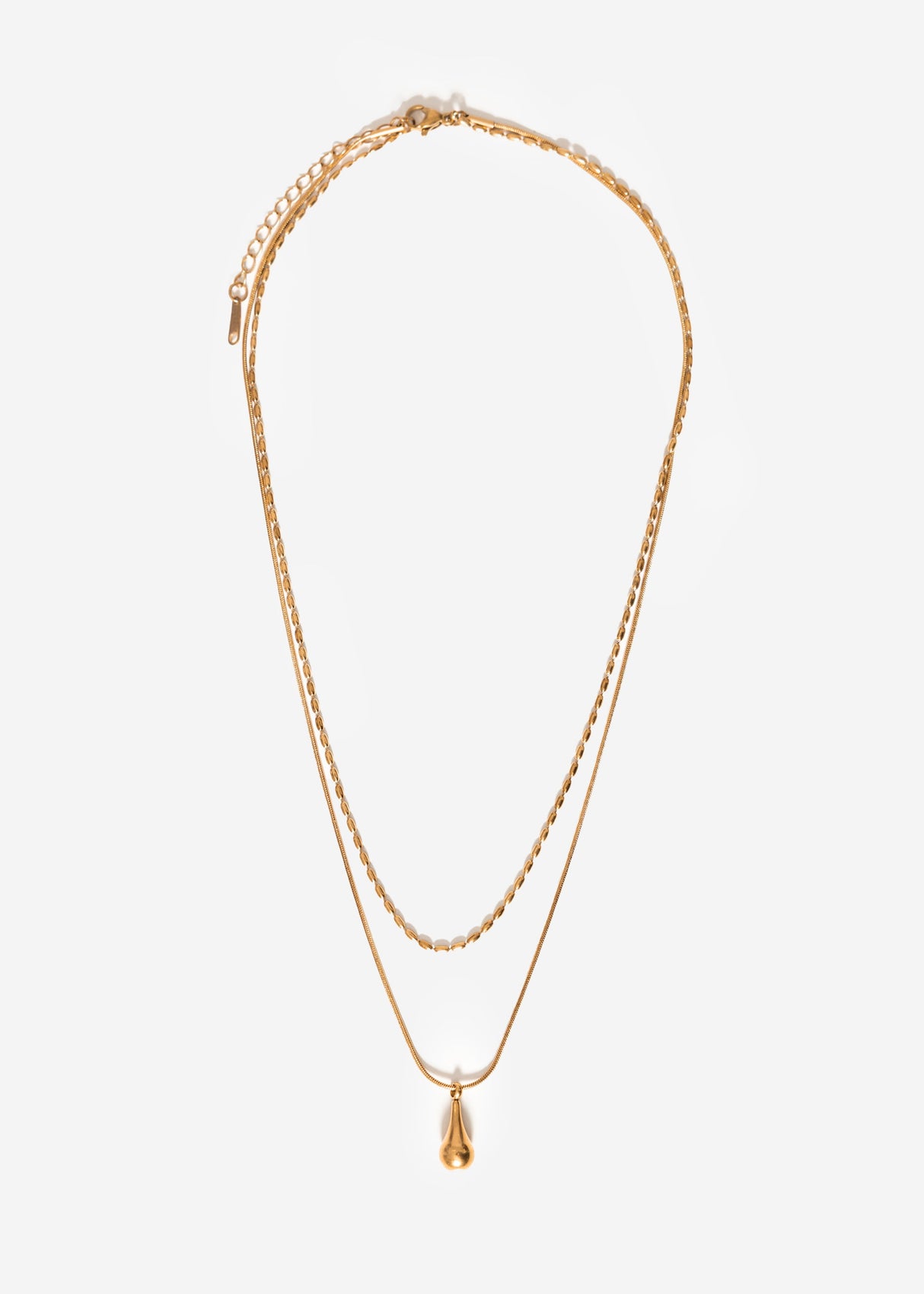Layer-Kette mit Tropfenanhänger - gold