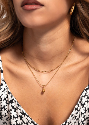 Layer-Kette mit Tropfenanhänger - gold