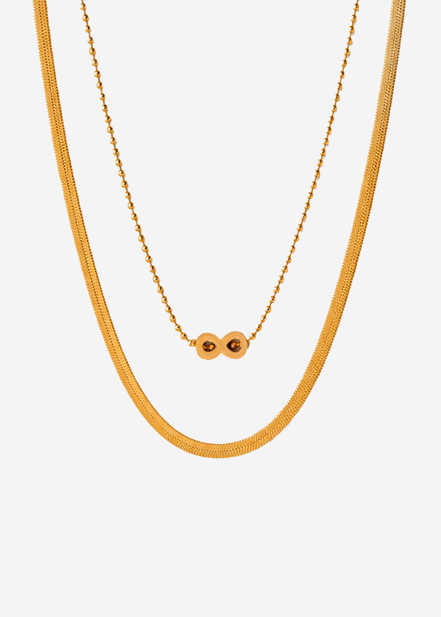Layering Halskette mit Infinity-Anhänger - gold