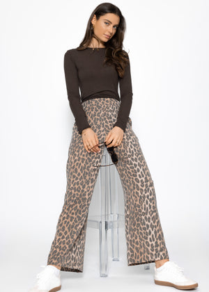 Slightly transparent long-sleeved shirt - dark brown