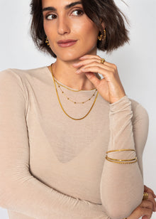Slight sheer long-sleeved shirt with cashmere blend – beige