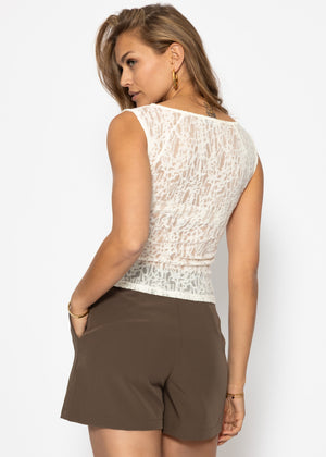 Leicht transparentes Spitzentop - offwhite
